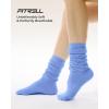 imageFITRELL Slouch Crew Socks for Women Presewn Slouch Look Soft Cotton Mid Calf Retro Cute Socks 3 Pairs Cant StraightenWhite Greynavyroyal Blue