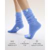imageFITRELL Slouch Crew Socks for Women Presewn Slouch Look Soft Cotton Mid Calf Retro Cute Socks 3 Pairs Cant StraightenWhite Greynavyroyal Blue
