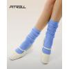 imageFITRELL Slouch Crew Socks for Women Presewn Slouch Look Soft Cotton Mid Calf Retro Cute Socks 3 Pairs Cant StraightenWhite Greynavyroyal Blue