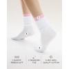 imageFITRELL Slouch Crew Socks for Women Presewn Slouch Look Soft Cotton Mid Calf Retro Cute Socks 3 Pairs Cant StraightenWhite Pinkwhite Bluewhite Green