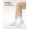 imageFITRELL Slouch Crew Socks for Women Presewn Slouch Look Soft Cotton Mid Calf Retro Cute Socks 3 Pairs Cant StraightenWhite Pinkwhite Bluewhite Green