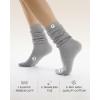 imageFITRELL Slouch Crew Socks for Women Presewn Slouch Look Soft Cotton Mid Calf Retro Cute Socks 3 Pairs Cant StraightenWhitegreyblack