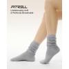 imageFITRELL Slouch Crew Socks for Women Presewn Slouch Look Soft Cotton Mid Calf Retro Cute Socks 3 Pairs Cant StraightenWhitegreyblack