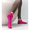 imageFITRELL Pilates Socks for Women Ankle Yoga Non Slip Grip Socks for Barre Hospital Gym 5 PairsWine Redhot Pinkpurplebrownrose Red
