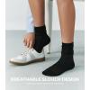 imageFITRELL Womens Soft Bamboo Rayon Dress Socks Thin Breathable Calf Crew Scrunch Socks for Casual Trouser 5 PairsBlack5