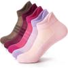 imageFITRELL Pilates Socks for Women Ankle Yoga Non Slip Grip Socks for Barre Hospital Gym 5 PairsWine Redhot Pinkpurplebrownrose Red