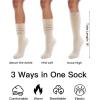 imageFITRELL Slouch Socks for Women 3 Pairs Soft Cotton Knee High Scrunch Tube Boot SocksDark Brownkhakilight Brown