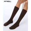 imageFITRELL Slouch Socks for Women 3 Pairs Soft Cotton Knee High Scrunch Tube Boot SocksDark Brownkhakilight Brown