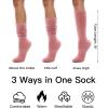 imageFITRELL Slouch Socks for Women 3 Pairs Soft Cotton Knee High Scrunch Tube Boot SocksPinkbluebrown