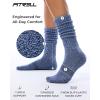 imageFITRELL Slouch Socks for Women 3 Pairs Soft Cotton Knee High Scrunch Tube Boot SocksPinkbluebrown